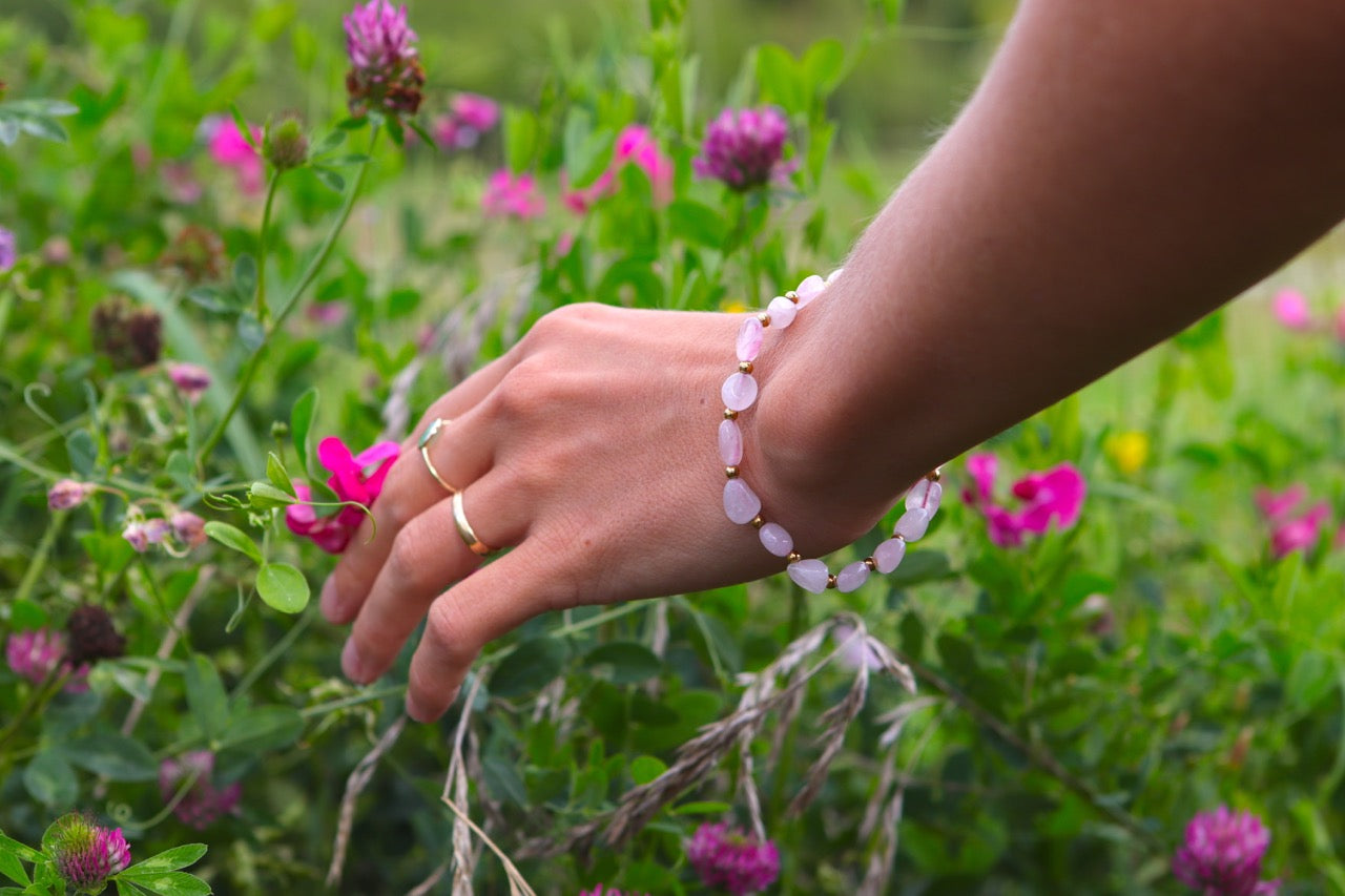Bracelet Amour - Quartz Rose
